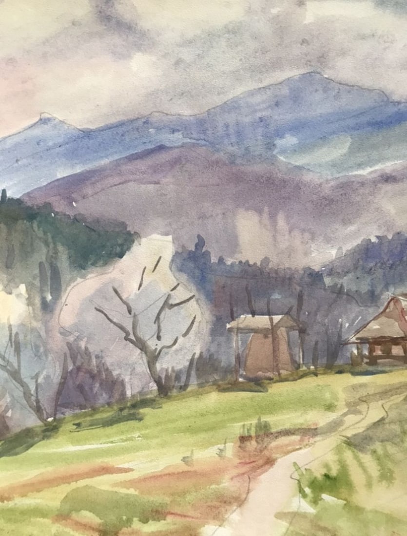 Watercolor painting House in the mountains Unknown artist - 6