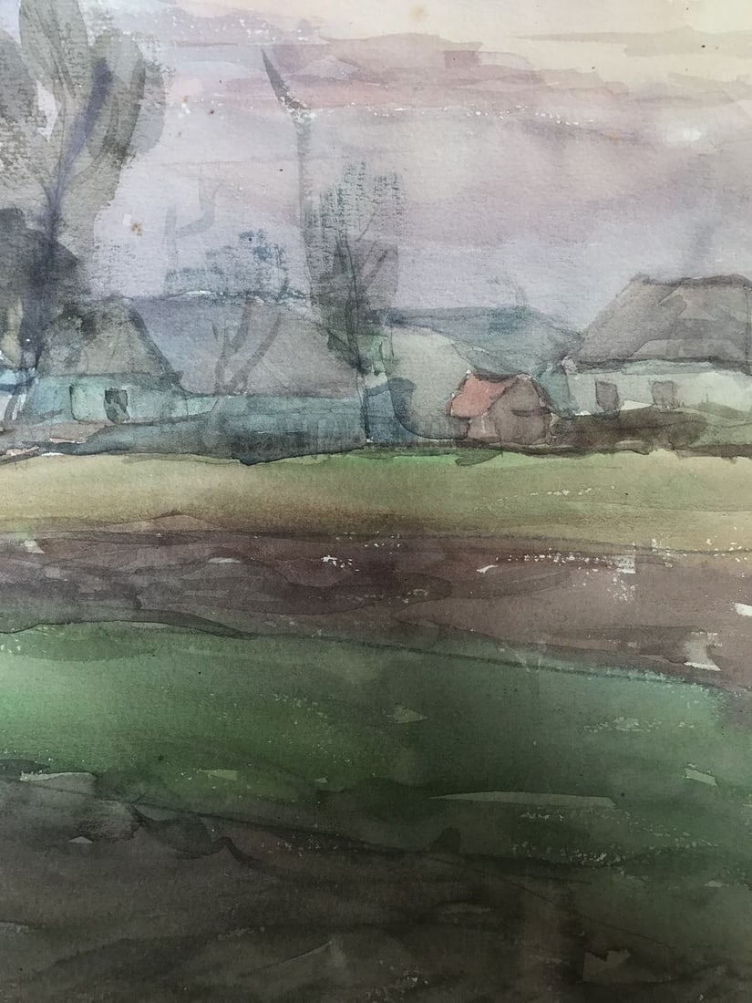 Watercolor painting Rural landscape Unknown artist - 10