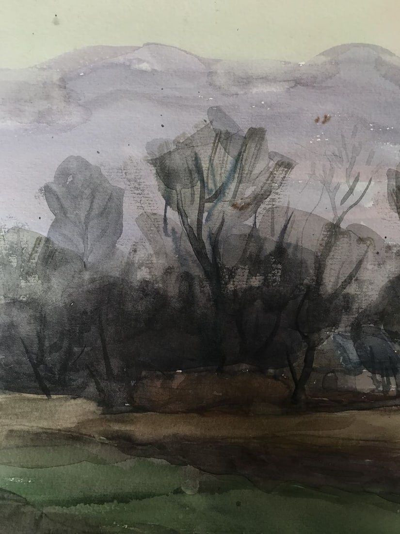 Watercolor painting Rural landscape Unknown artist - 6