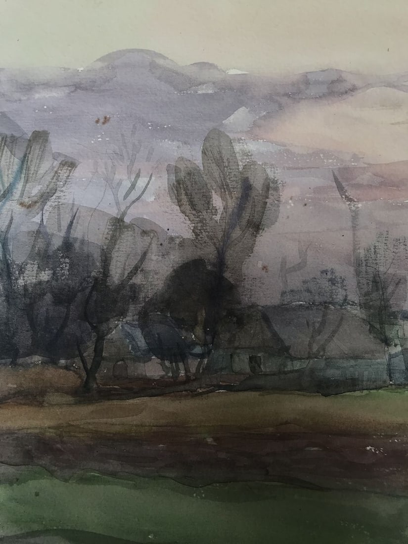 Watercolor painting Rural landscape Unknown artist - 8