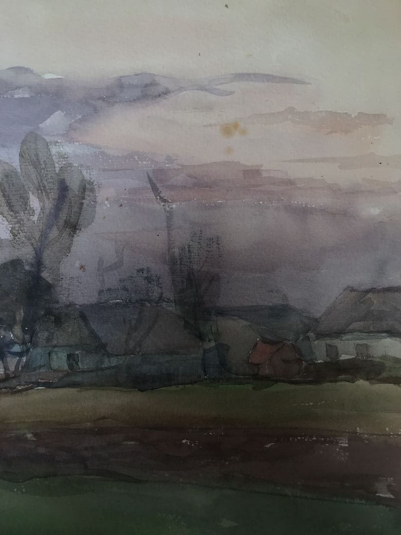 Watercolor painting Rural landscape Unknown artist - 9