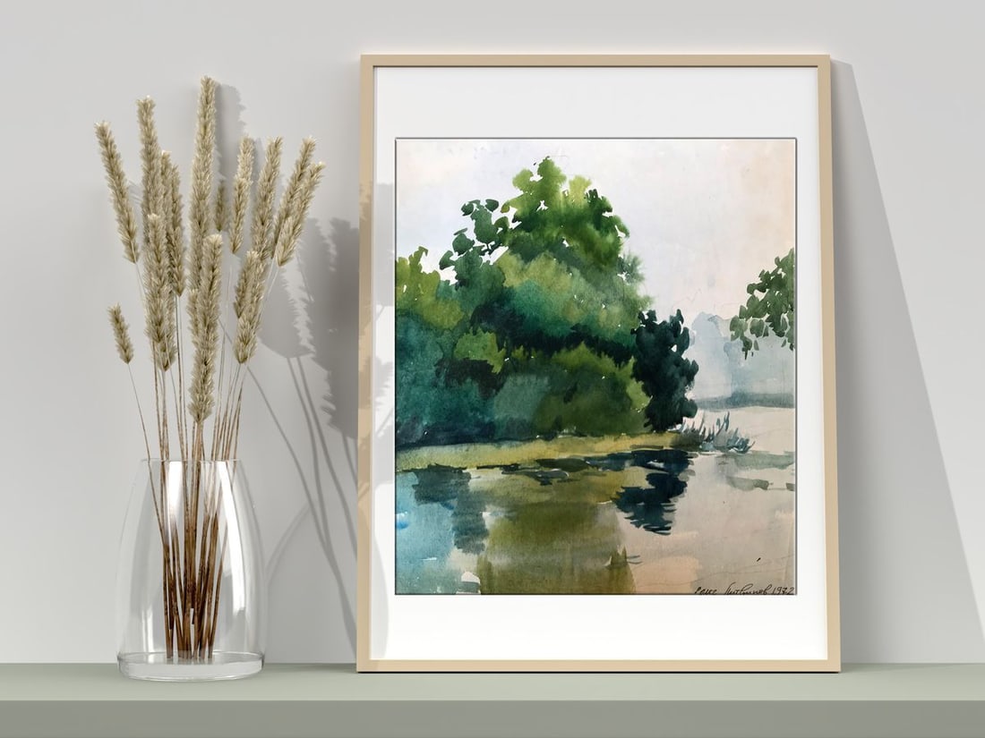 Watercolor painting River in the forest Litvinov Oleg Arkad'yevich - 2