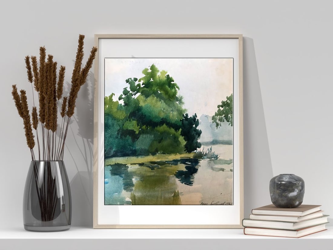 Watercolor painting River in the forest Litvinov Oleg Arkad'yevich - 3