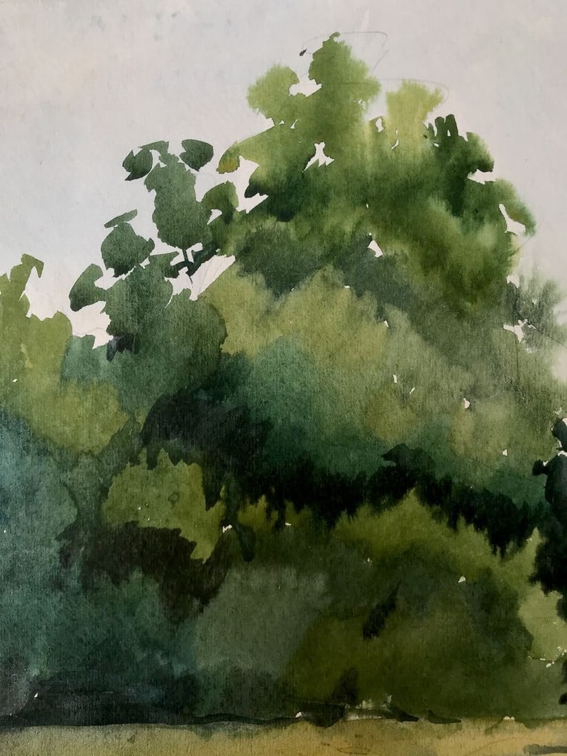 Watercolor painting River in the forest Litvinov Oleg Arkad'yevich - 4