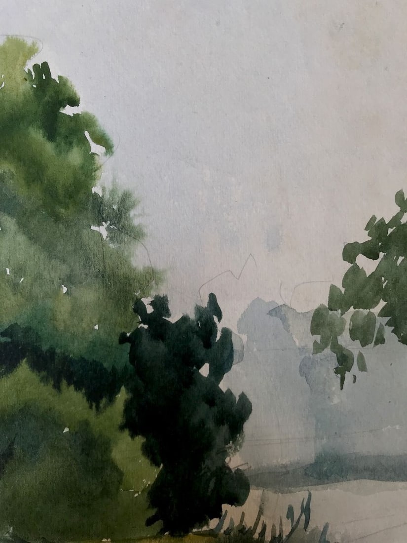 Watercolor painting River in the forest Litvinov Oleg Arkad'yevich - 6