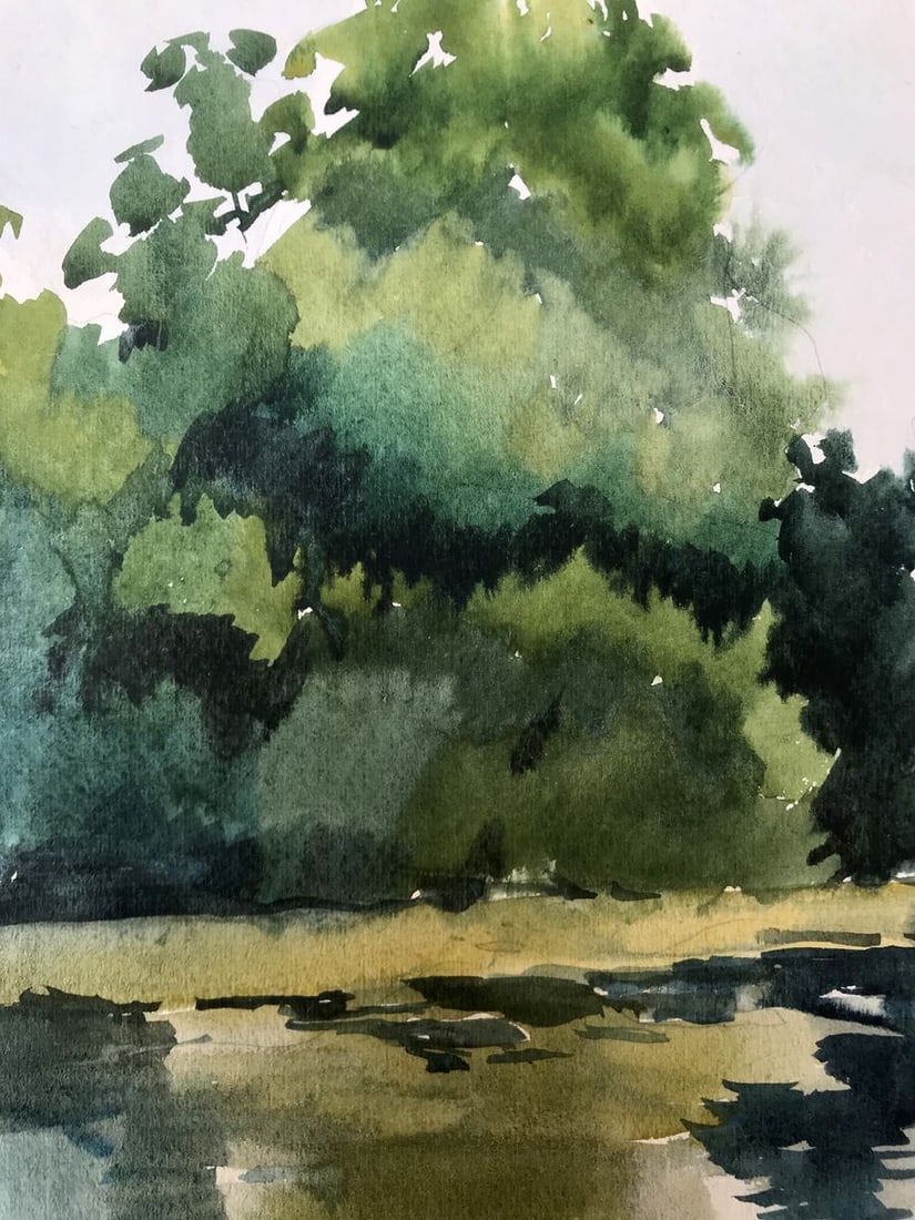 Watercolor painting River in the forest Litvinov Oleg Arkad'yevich - 7