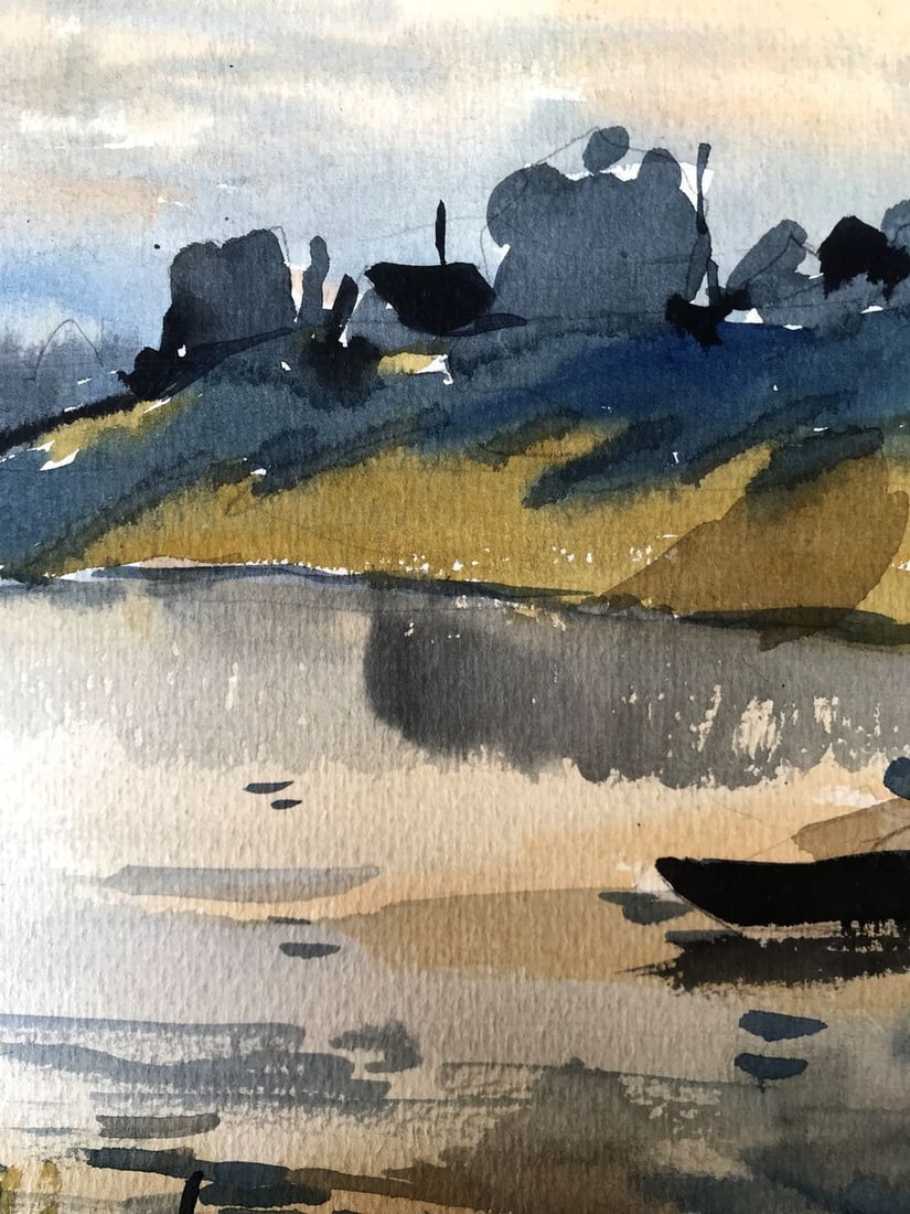 Watercolor painting Fishing holiday Litvinov Oleg Arkad'yevich - 10