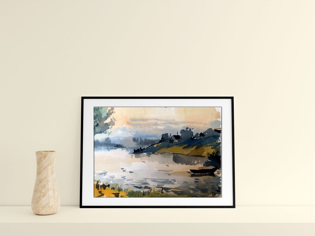 Watercolor painting Fishing holiday Litvinov Oleg Arkad'yevich - 3