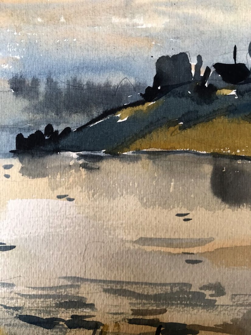 Watercolor painting Fishing holiday Litvinov Oleg Arkad'yevich - 8