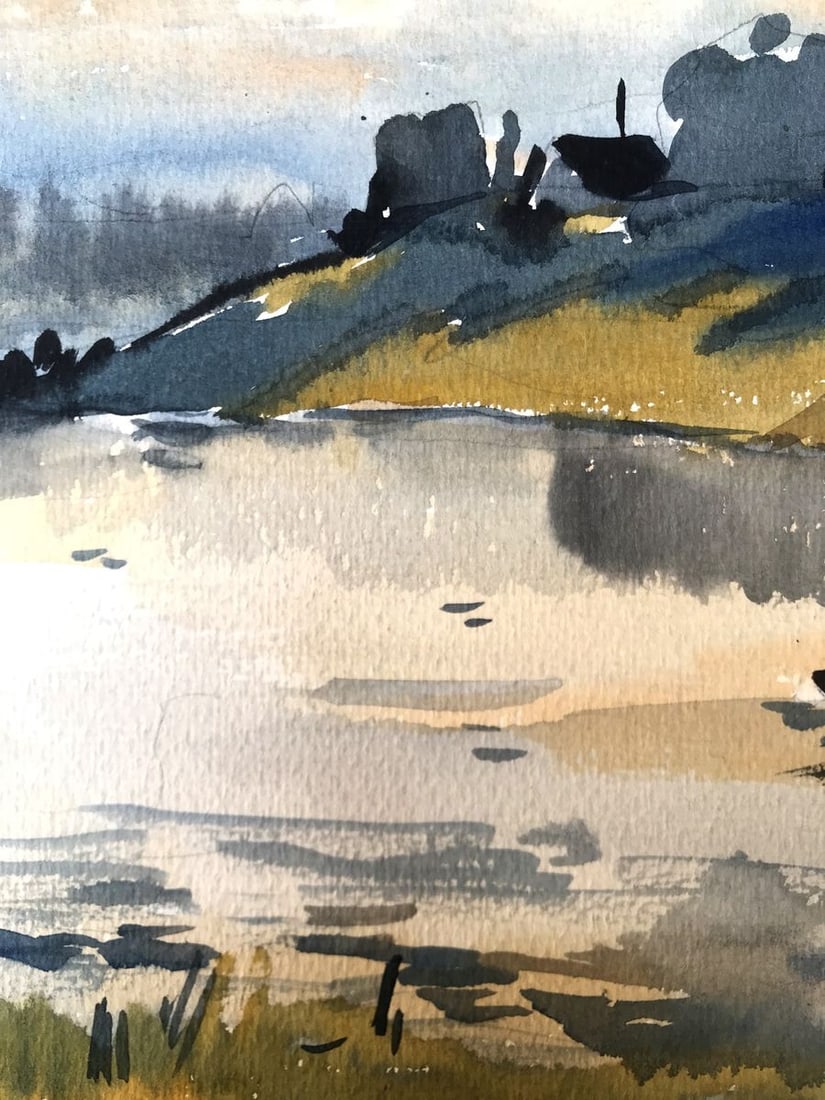 Watercolor painting Fishing holiday Litvinov Oleg Arkad'yevich - 9