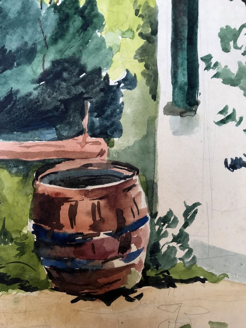 Watercolor painting Cozy yard Litvinov Oleg Arkad'yevich - 11