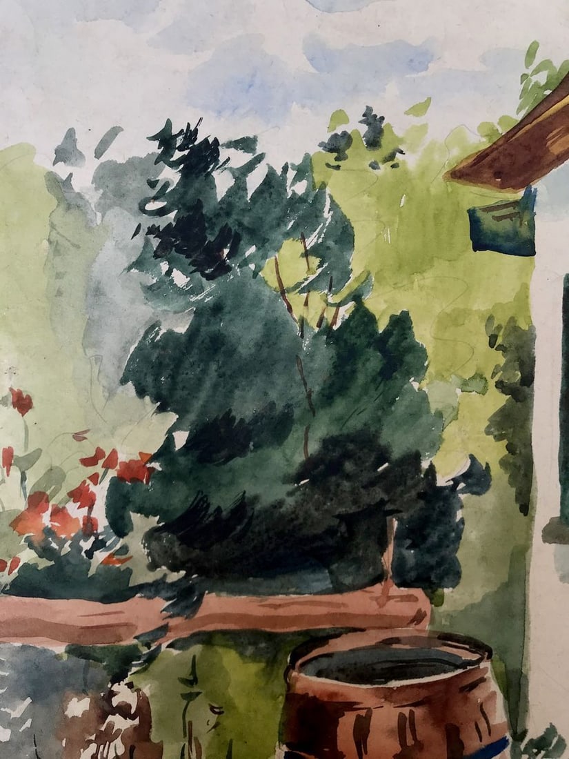 Watercolor painting Cozy yard Litvinov Oleg Arkad'yevich - 4