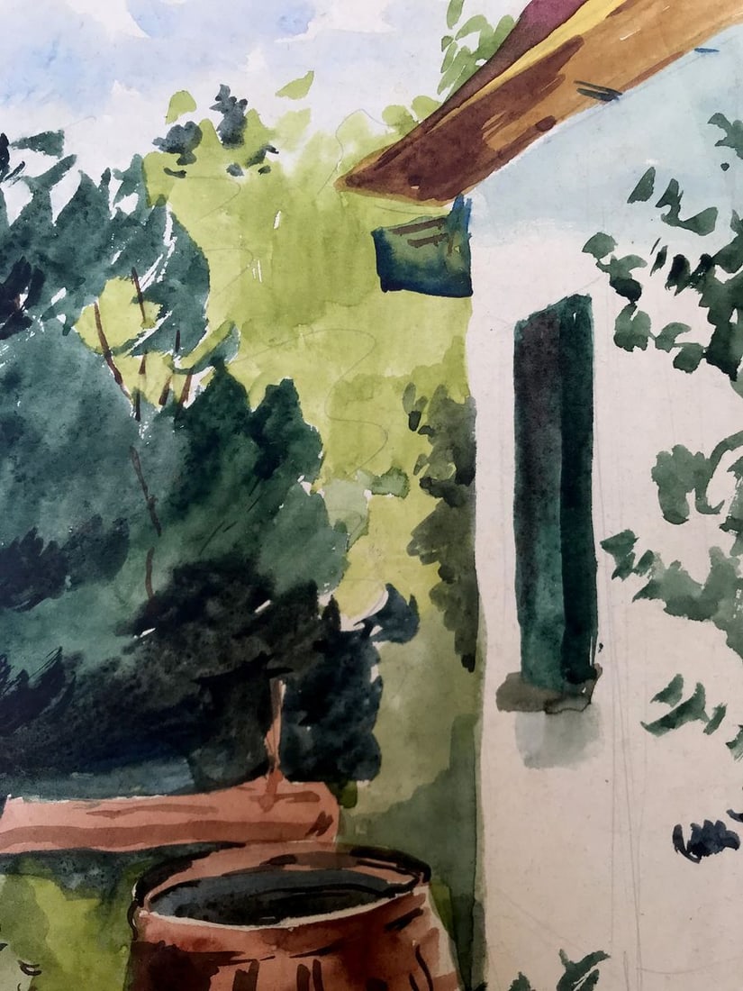 Watercolor painting Cozy yard Litvinov Oleg Arkad'yevich - 5