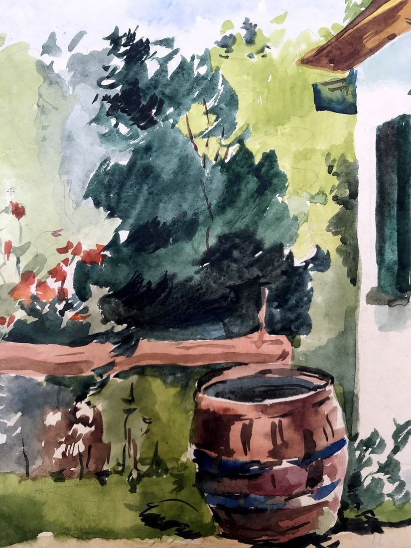 Watercolor painting Cozy yard Litvinov Oleg Arkad'yevich - 6