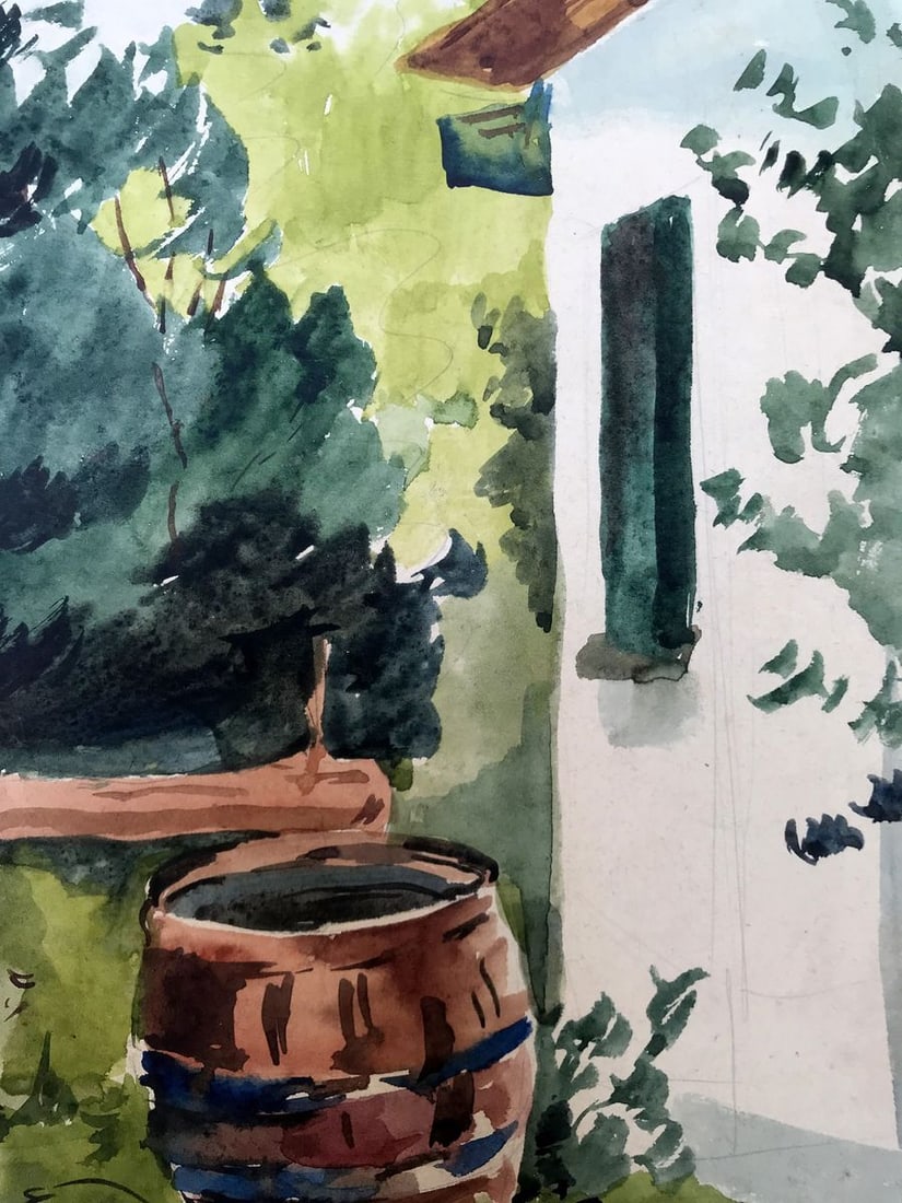 Watercolor painting Cozy yard Litvinov Oleg Arkad'yevich - 7