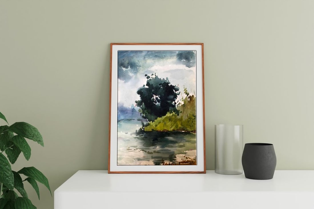 Watercolor painting On the shore in the forest Litvinov Oleg Arkad'yevich - 3