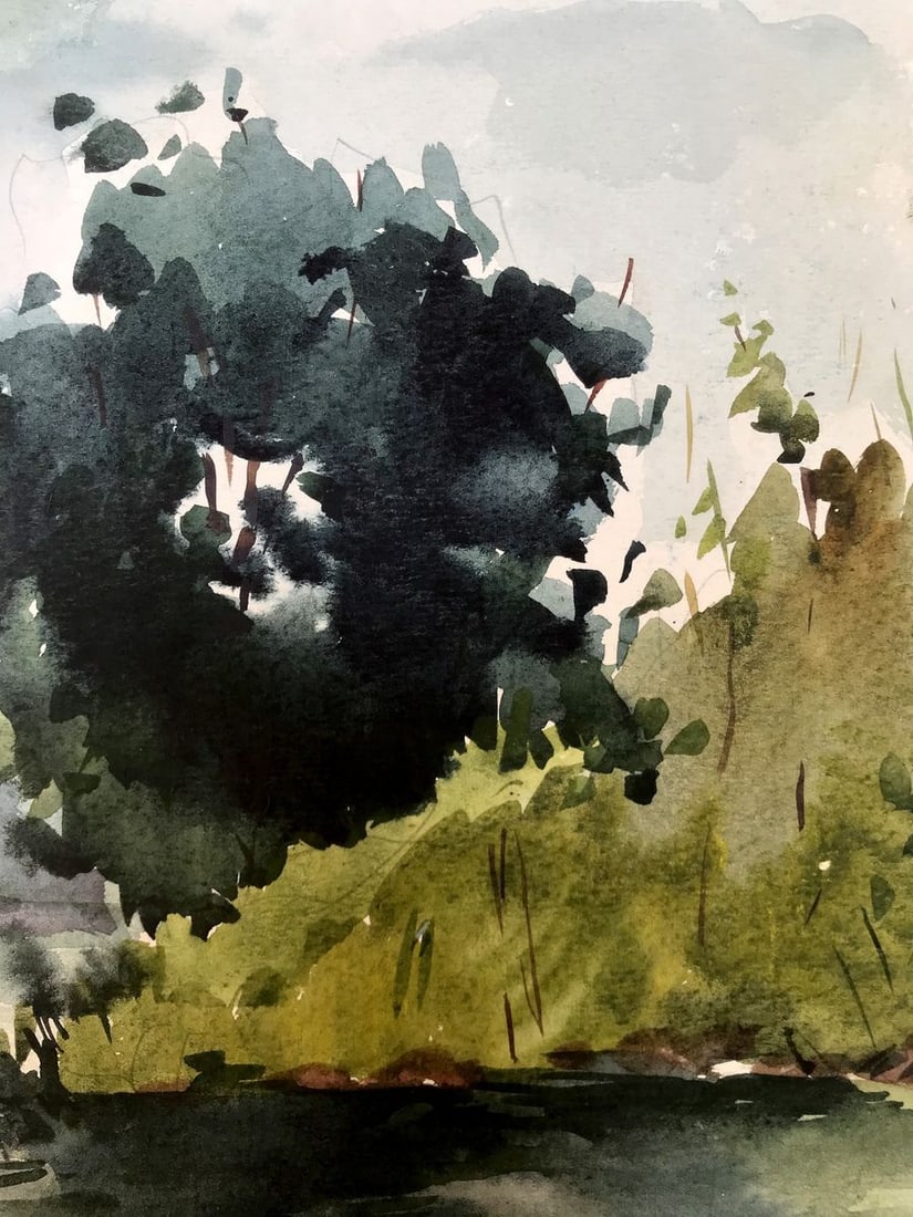 Watercolor painting On the shore in the forest Litvinov Oleg Arkad'yevich - 5