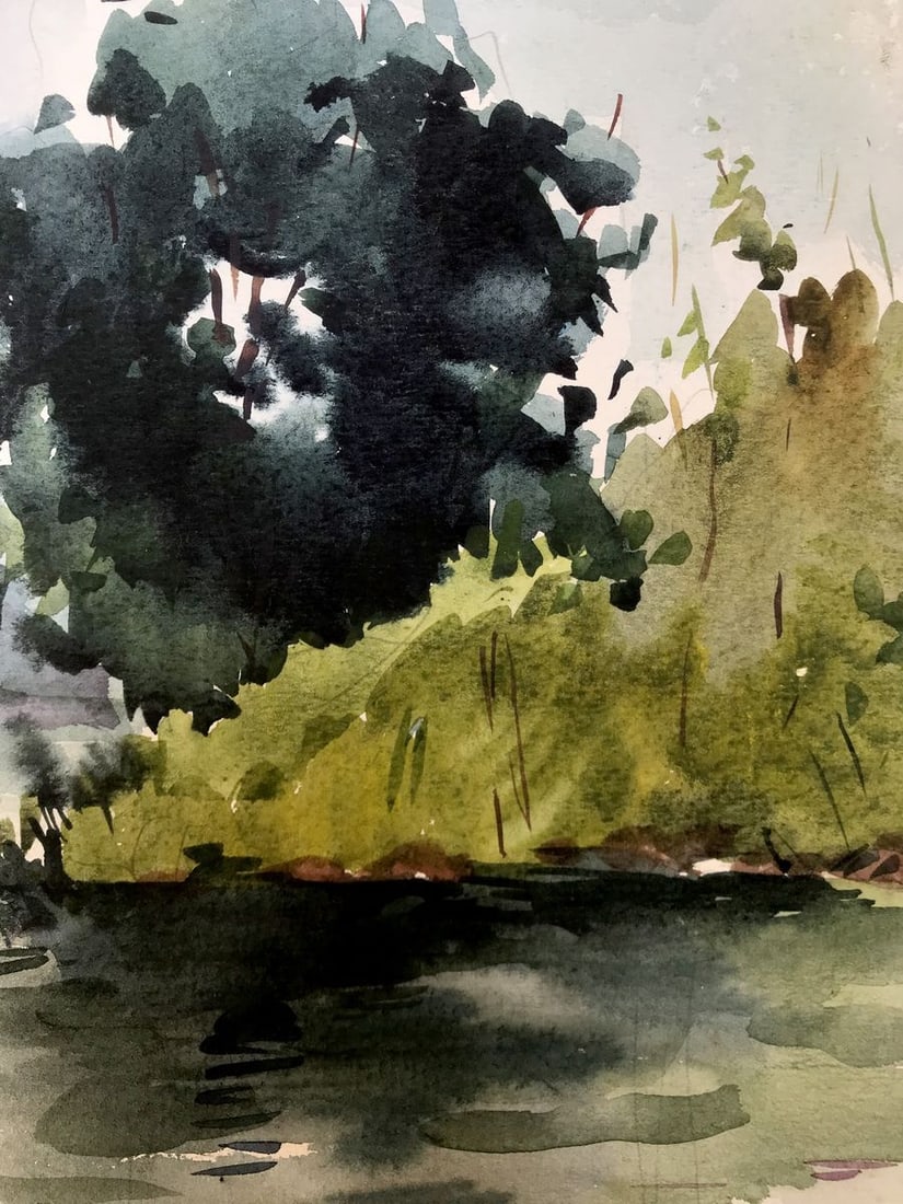 Watercolor painting On the shore in the forest Litvinov Oleg Arkad'yevich - 7