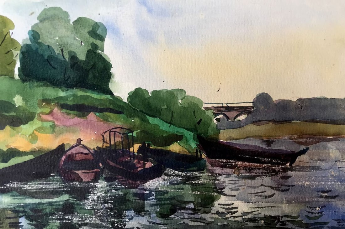 Watercolor painting Boat Litvinov Oleg Arkad'yevich (1 of 12)