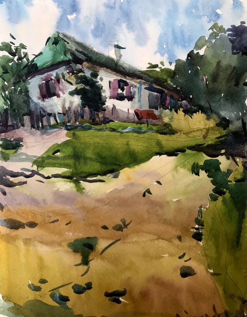 Watercolor painting Native home Litvinov Oleg Arkad'yevich (1 of 12)