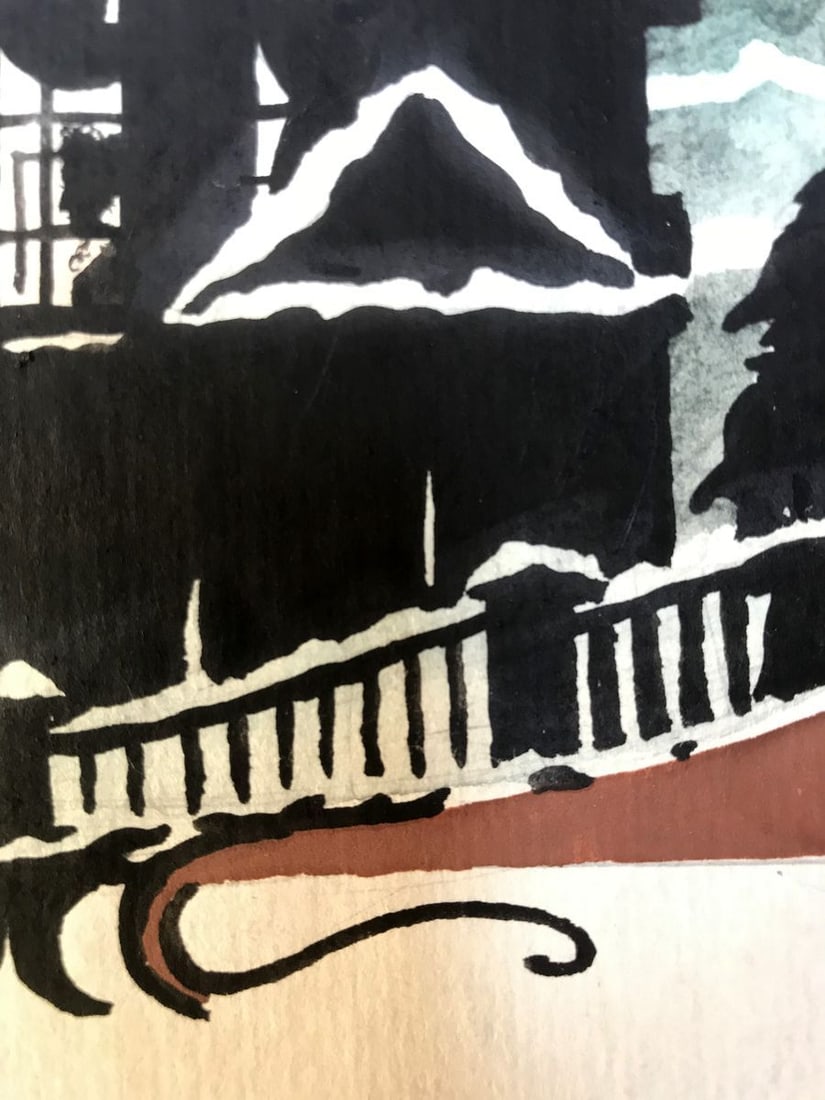 Watercolor painting Night winter city Alexander Arkadievich Litvinov - 10