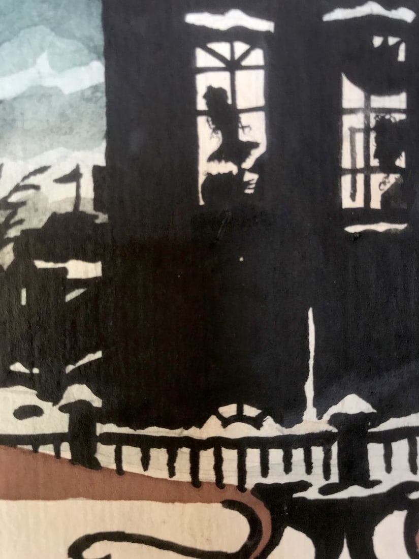 Watercolor painting Night winter city Alexander Arkadievich Litvinov - 6