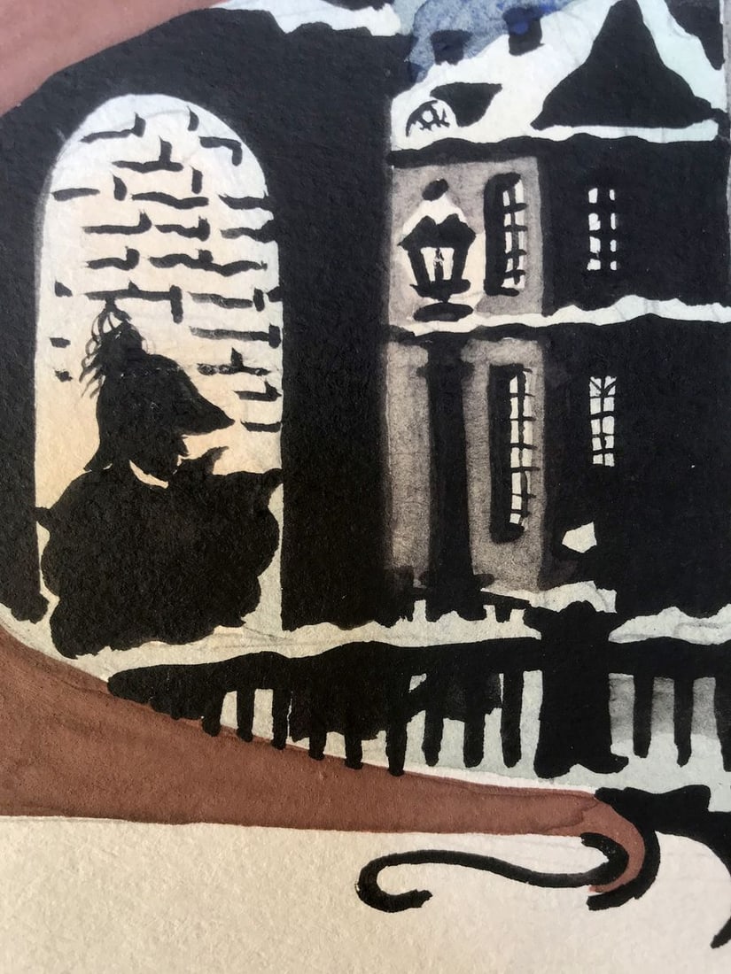 Watercolor painting On Bridge Alexander Arkadievich Litvinov - 4