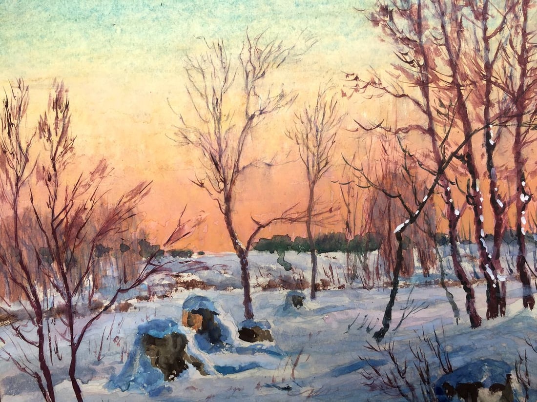Watercolor painting Winter morning Cherkas A.G. - 12