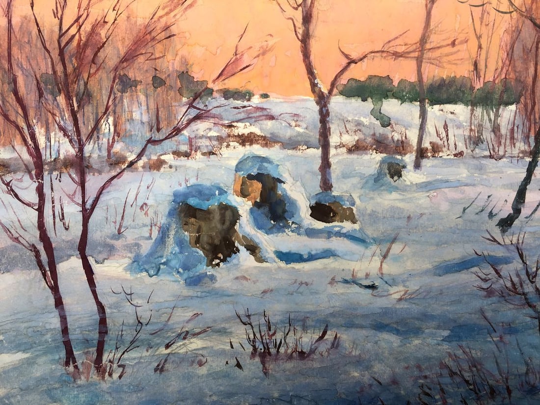 Watercolor painting Winter morning Cherkas A.G. - 14