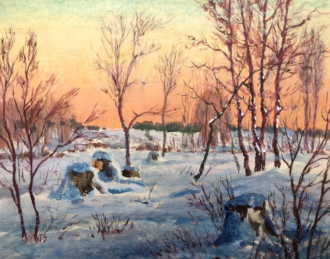 Watercolor painting Winter morning Cherkas A.G. - 3