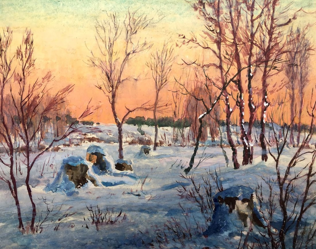 Watercolor painting Winter morning Cherkas A.G. - 4