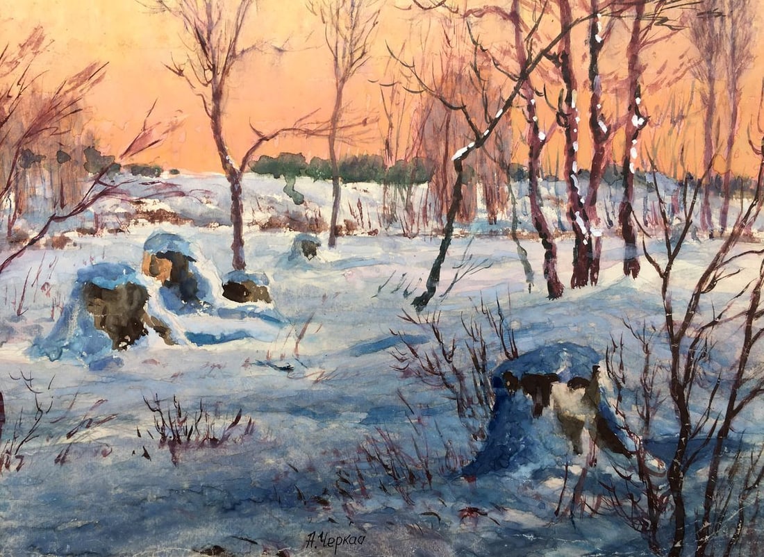 Watercolor painting Winter morning Cherkas A.G. - 6