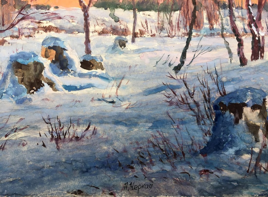 Watercolor painting Winter morning Cherkas A.G. - 7