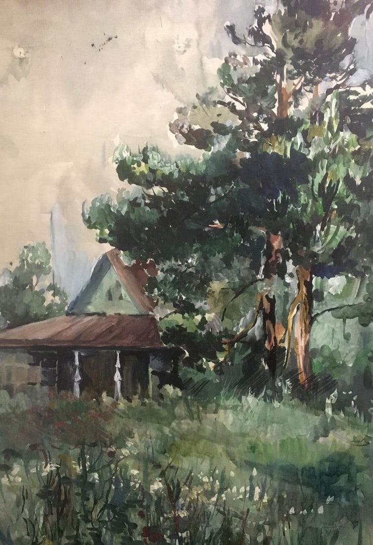 Watercolor painting House on the outskirts Palazhchenko Irina (1 of 7)