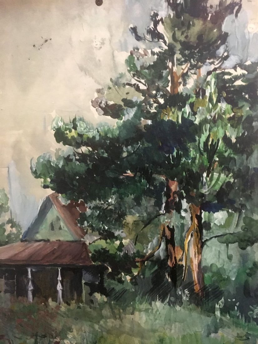 Watercolor painting House on the outskirts Palazhchenko Irina - 3