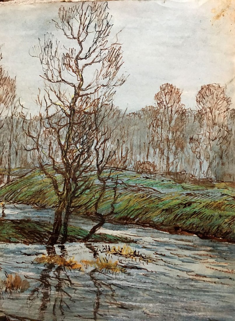 Watercolor painting River walk Cherkas A.G. - 4