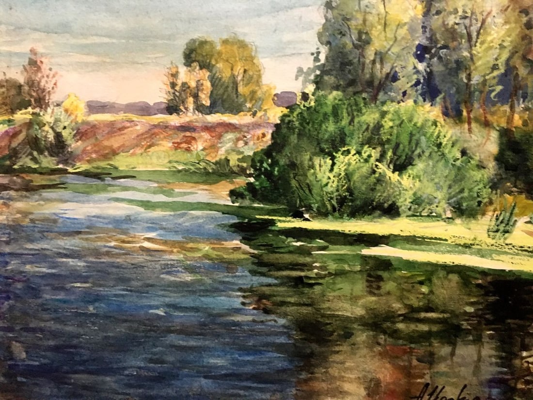 Watercolor painting Lake by the path Cherkas A.G. - 3