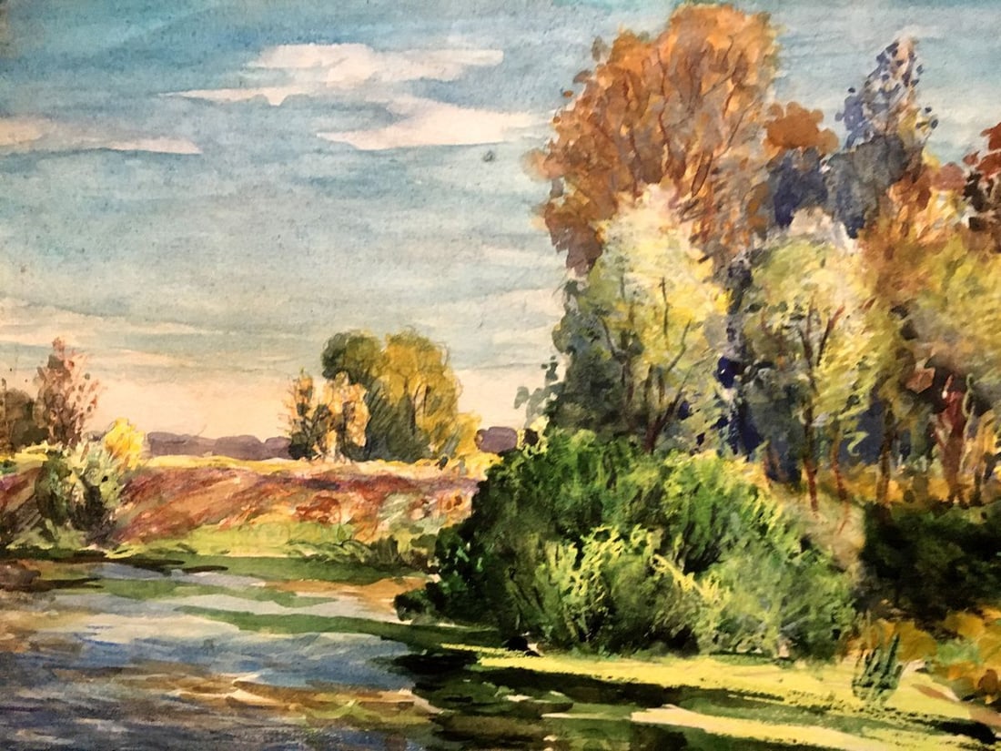 Watercolor painting Lake by the path Cherkas A.G. - 4