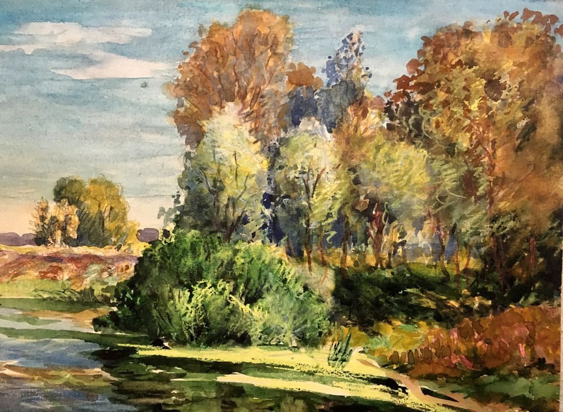 Watercolor painting Lake by the path Cherkas A.G. - 5