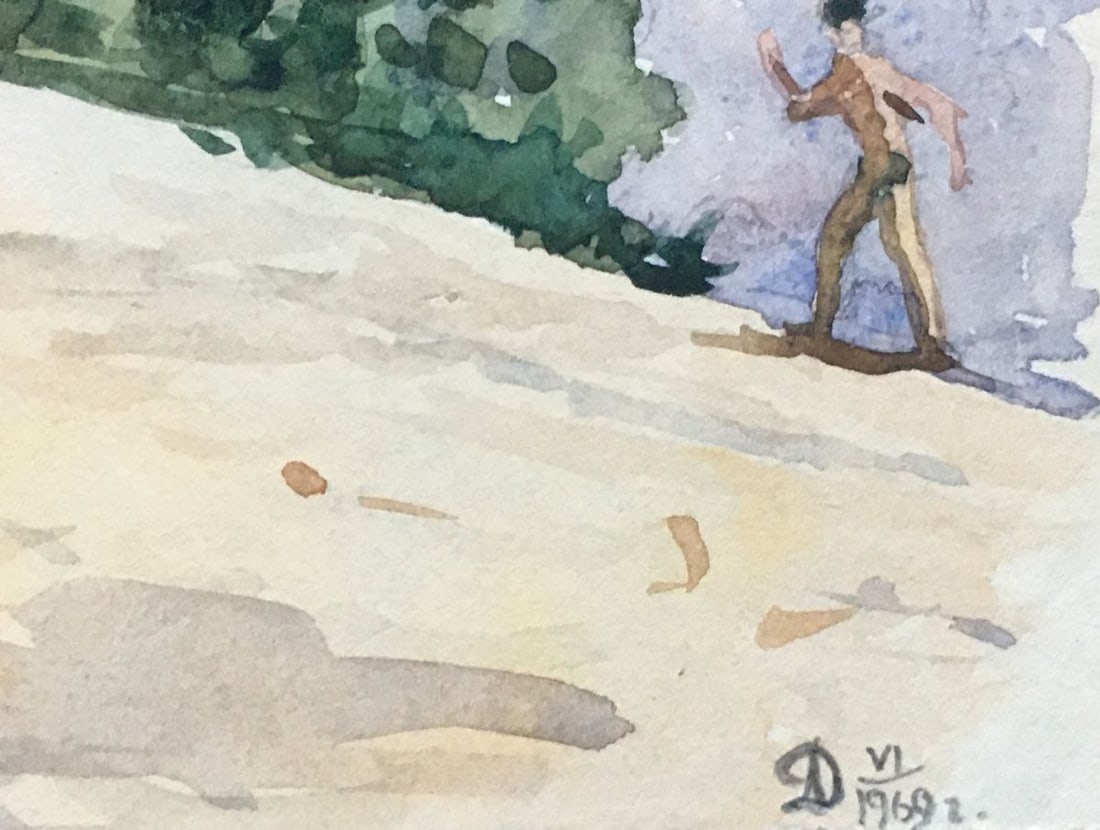 Watercolor painting Etude on the river Dmitry Lednev - 3