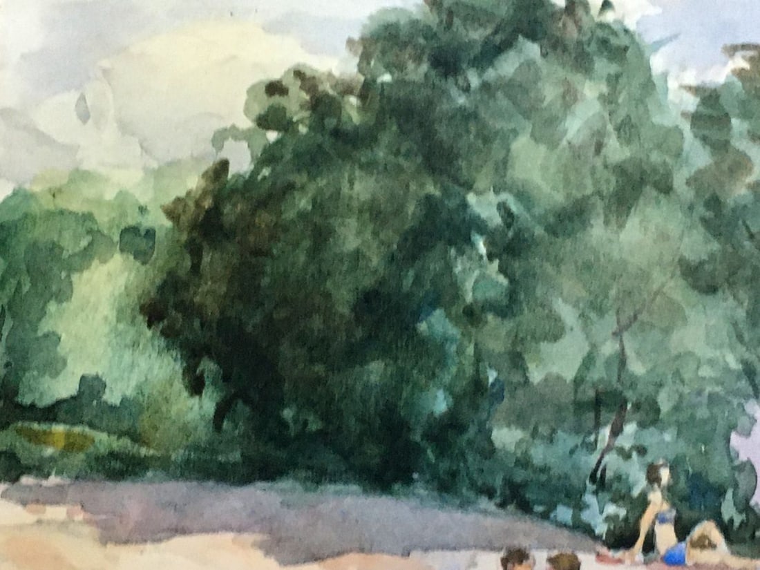 Watercolor painting Etude on the river Dmitry Lednev - 5