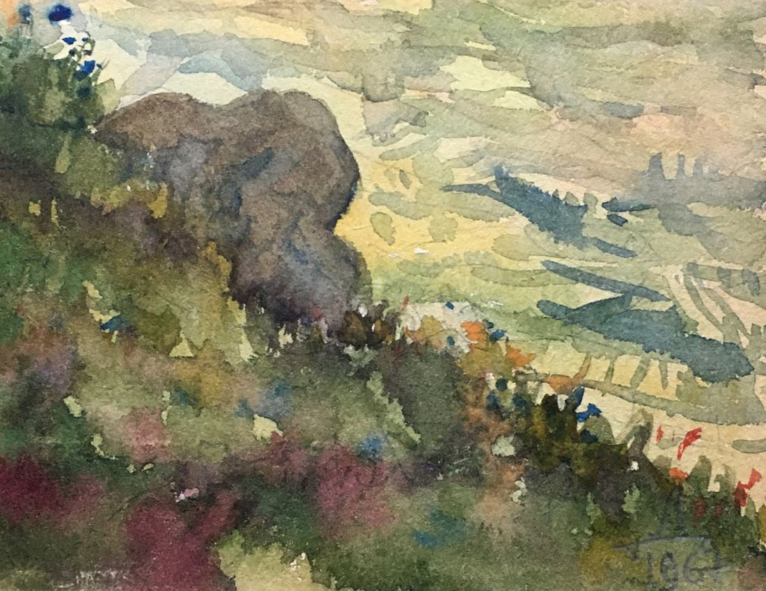 Watercolor painting Mountain landscape Dmitry Lednev - 2