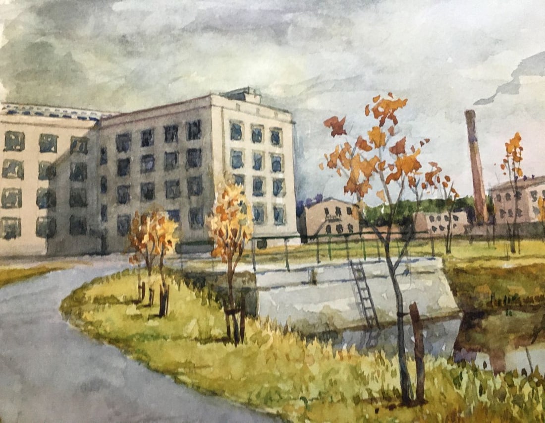 Watercolor painting Factory Dmitry Lednev - 4