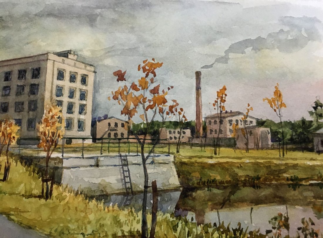 Watercolor painting Factory Dmitry Lednev - 7