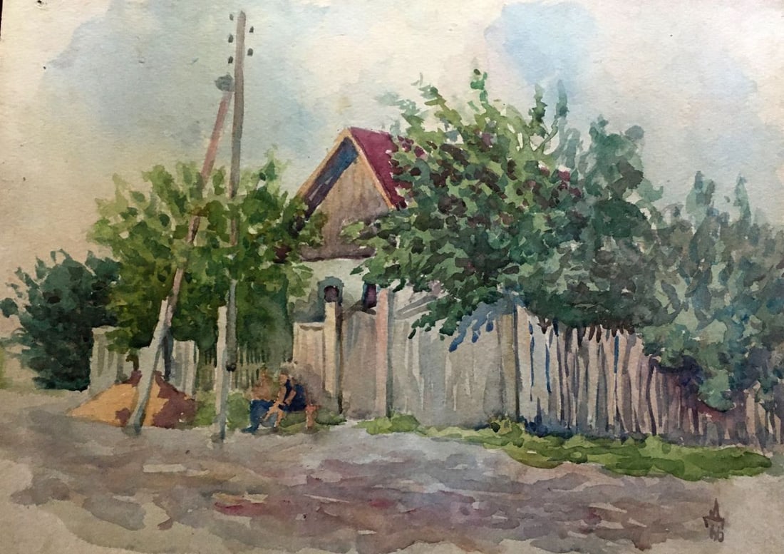 Watercolor painting Street Dmitry Lednev - 2