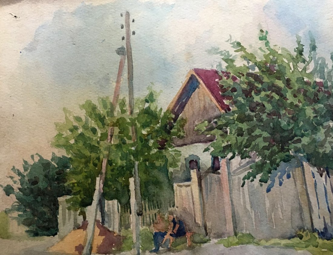 Watercolor painting Street Dmitry Lednev - 7