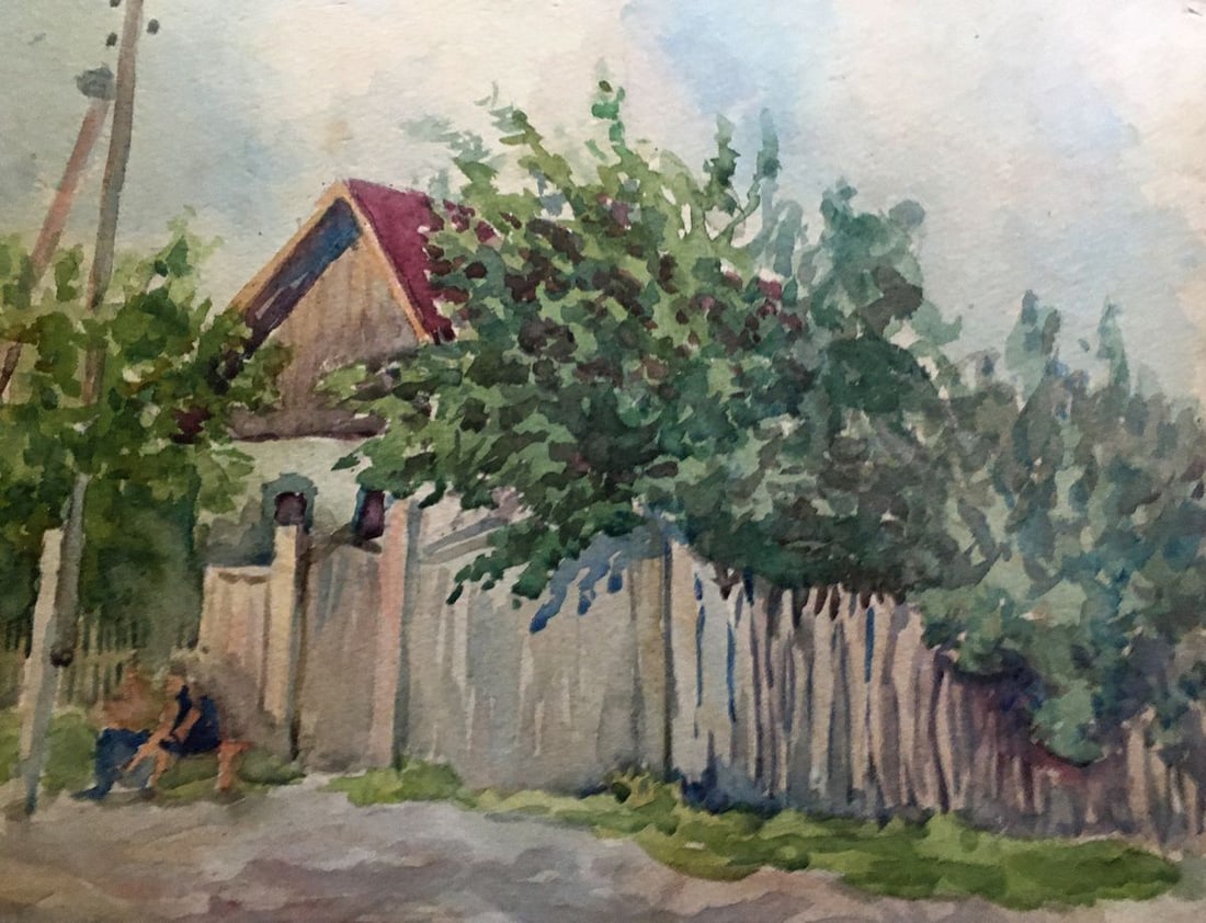 Watercolor painting Street Dmitry Lednev - 8