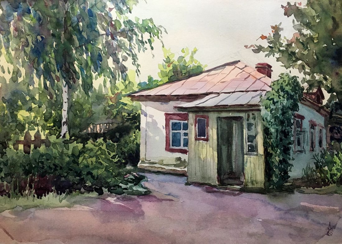 Watercolor painting Summer morning Dmitry Lednev (1 of 8)