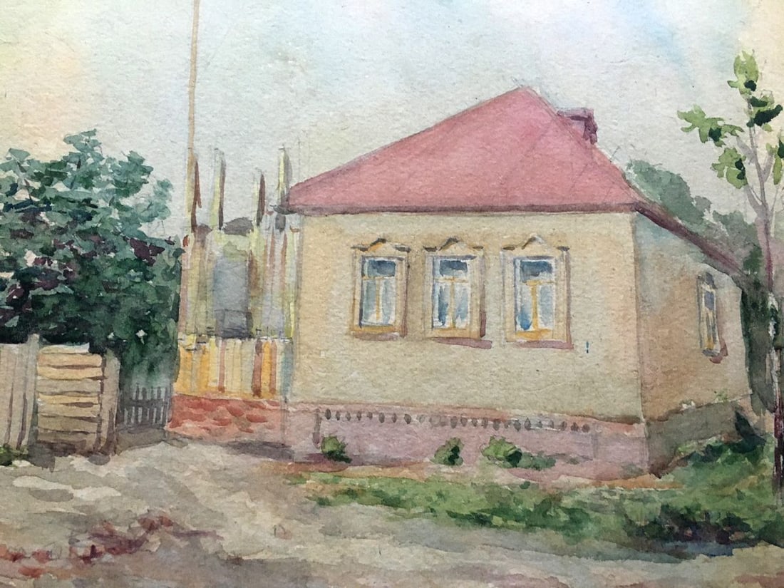 Watercolor painting Village Dmitry Lednev - 2