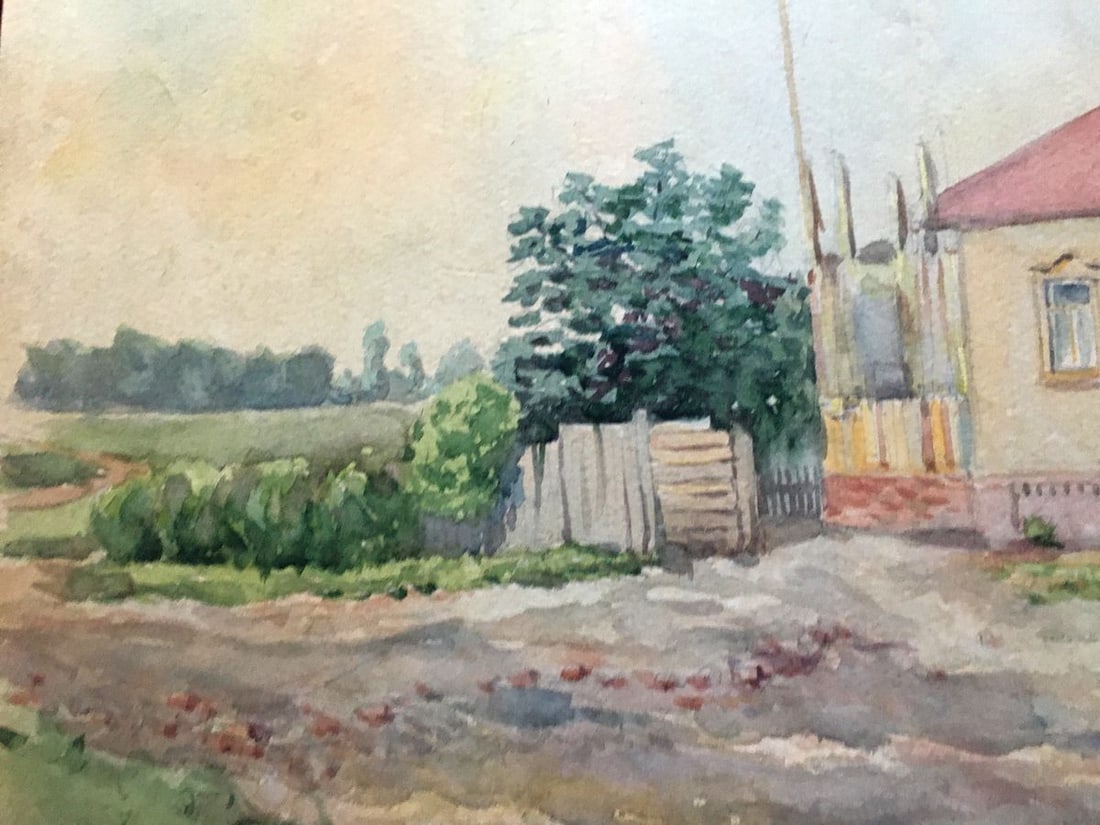 Watercolor painting Village Dmitry Lednev - 4